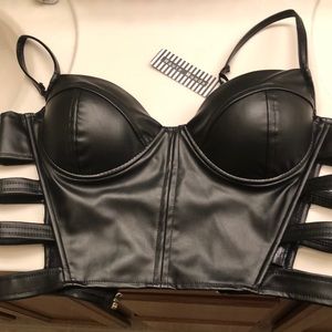 Black Leather Camisole